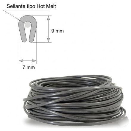 Rolo de proteção para perfis muito pequenos. Rolo de 50 m. Cinzento.