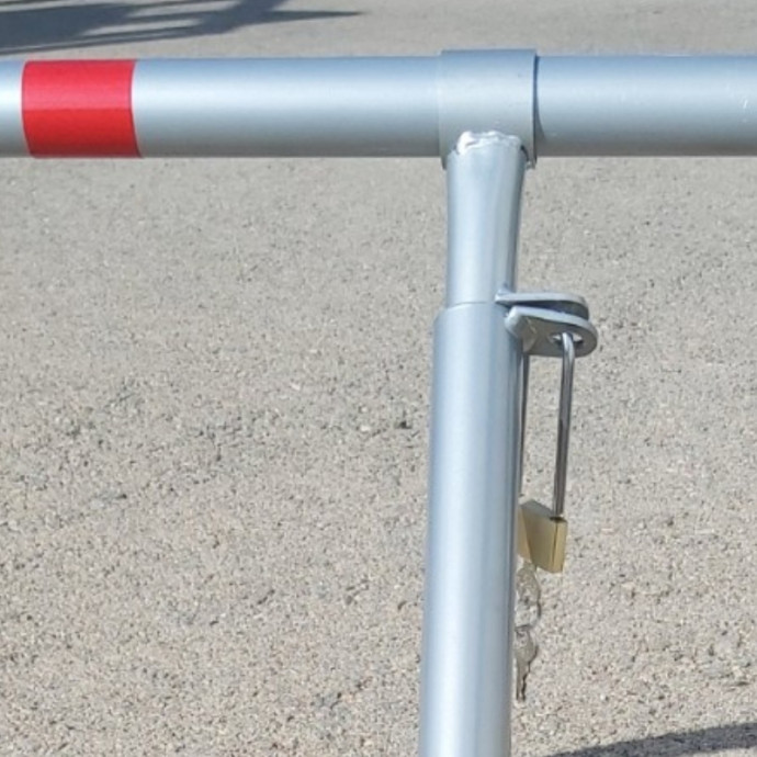 3-foot parking barrier with padlock