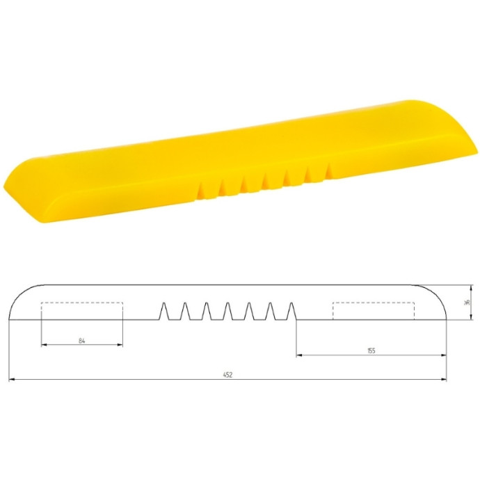 Protector carretillas Poliuretano flexible 452x100x50 mm.