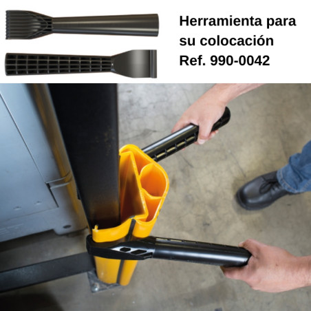 Yellow shelf support bracket. Height 600mm.