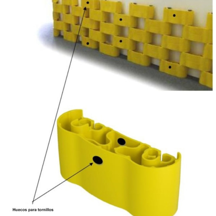 Protetor modular para colunas e paredes de várias formas e tamanhos.