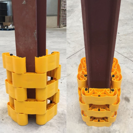 Protetor modular para colunas e paredes de várias formas e tamanhos.