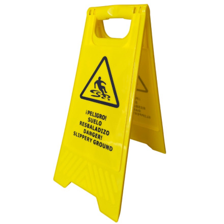 Floor sign warning wet pavement
