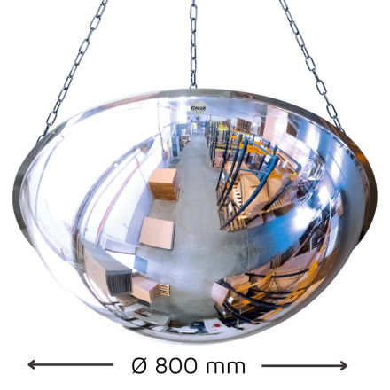 Convex indoor mirror, half-sphere, horizontal, Ø800mm
