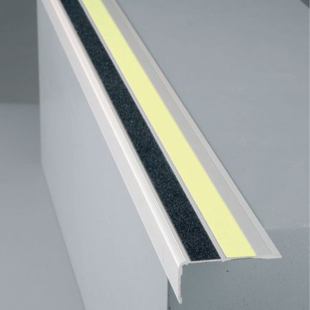 Aluminum silver ladder profile 1000x66x30mm non-slip black photoluminescent