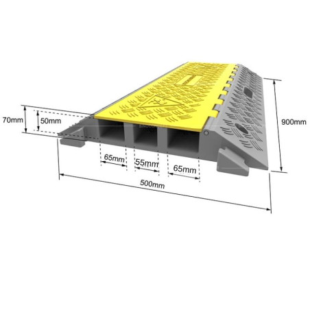 Cable protector 3 channels, 900x500x70mm