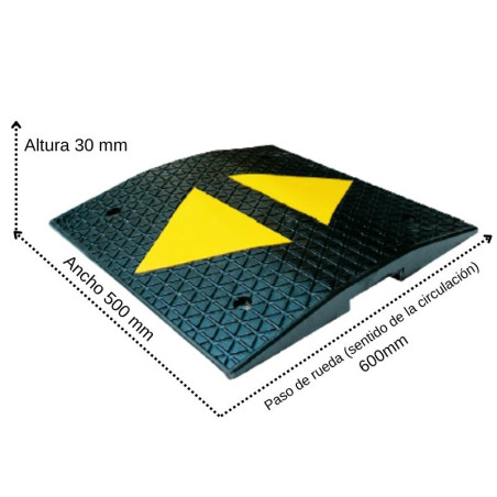 Rubber central speed bump. 500x600x30mm