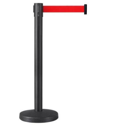 Poste preto com 2 m de fita vermelha, 895x Ø350mm.