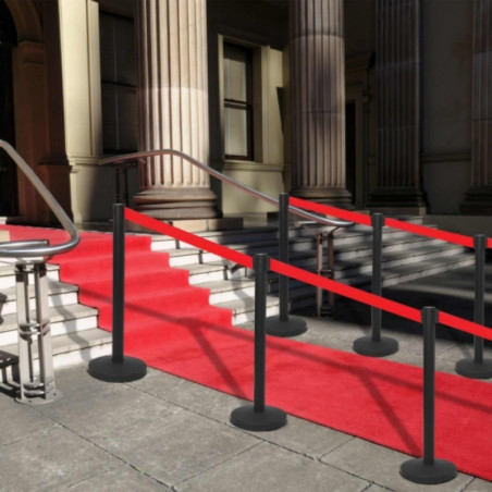 Poste preto com 2 m de fita vermelha, 895x Ø350mm.