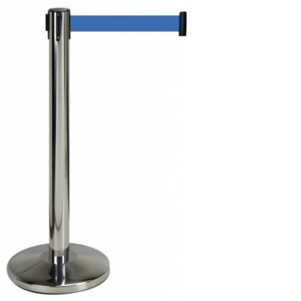Poste de aço inoxidável com 2 m de fita azul, 895xØ350mm.