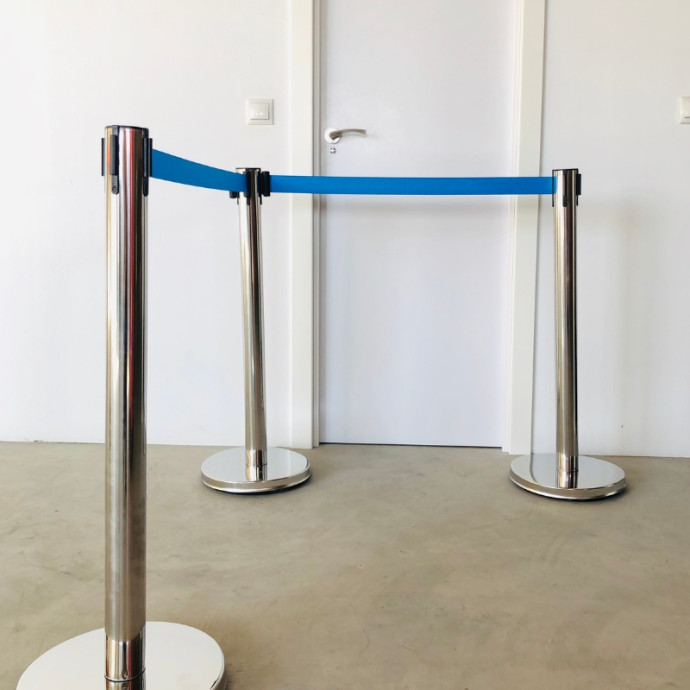 Palo in acciaio inossidabile con nastro blu da 2 m, 895xØ350mm