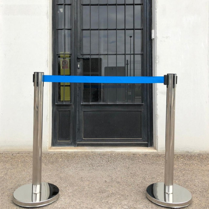 Palo in acciaio inossidabile con nastro blu da 2 m, 895xØ350mm