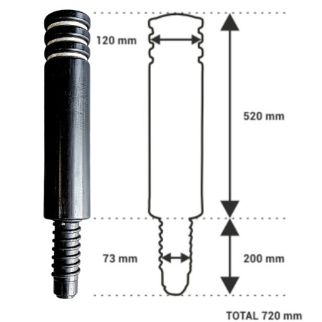 Pilar fixo flexível de polietileno, 520xØ120mm