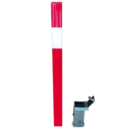 Removable steel bollard in Red and White color, 70x70mm.