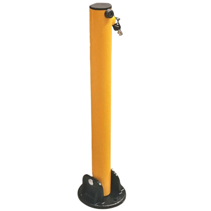 Poste guarda parking abatible con cerradura. Color amarillo