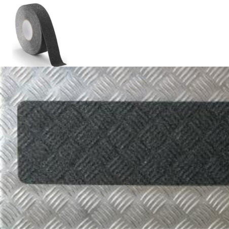 Fita adesiva preta antiderrapante maleável. 18,3 m x 50 mm