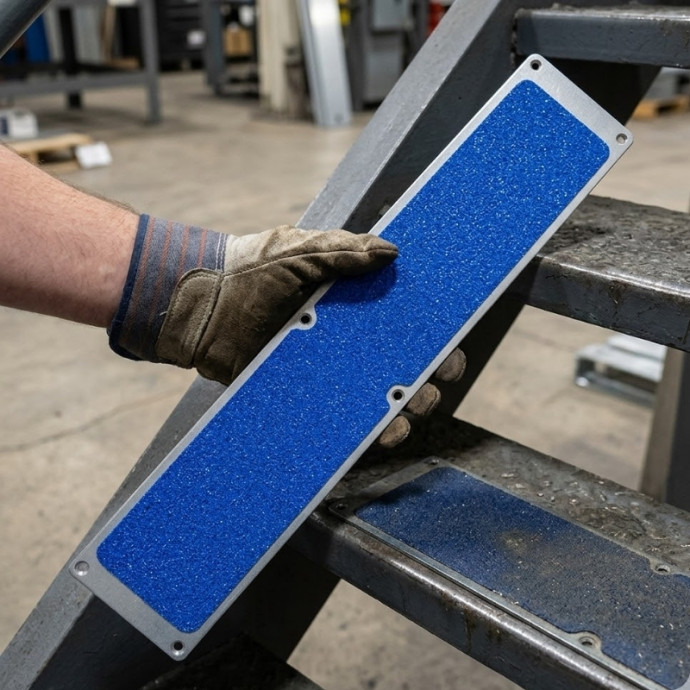 Plancha aluminio antideslizante. 635x115mm. Color: Azul