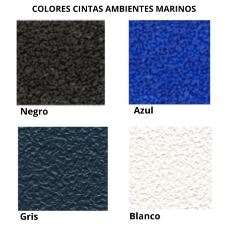 Cintas adhesivas antideslizantes zonas húmedas o ambientes marinos. Diferentes colores.